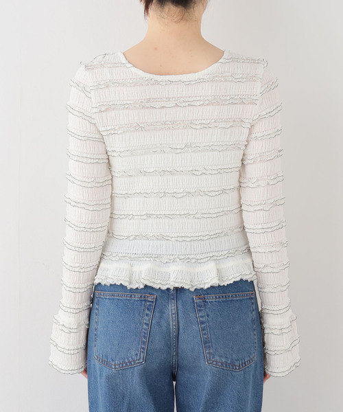 La TOTALITE（ラトータリテ）の「≪追加≫【洗える】Mewl / ミュール ミニフリル2WAYカーデ（ニット/セーター・レディース・ホワイト・FREE）」の9枚目の写真
