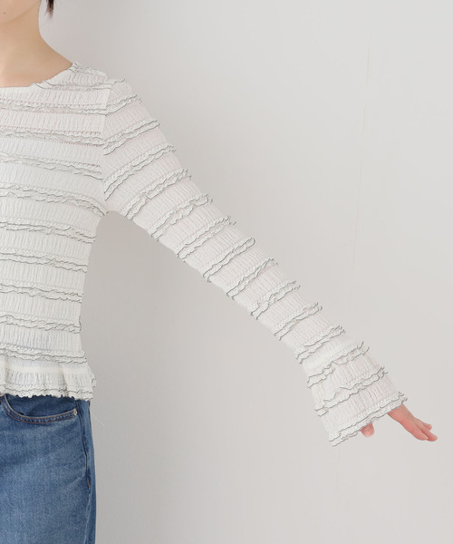 La TOTALITE（ラトータリテ）の「≪追加≫【洗える】Mewl / ミュール ミニフリル2WAYカーデ（ニット/セーター・レディース・ホワイト・FREE）」の10枚目の写真