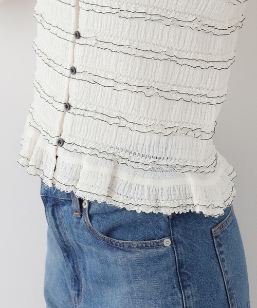 La TOTALITE（ラトータリテ）の「≪追加≫【洗える】Mewl / ミュール ミニフリル2WAYカーデ（ニット/セーター・レディース・ホワイト・FREE）」の12枚目の写真