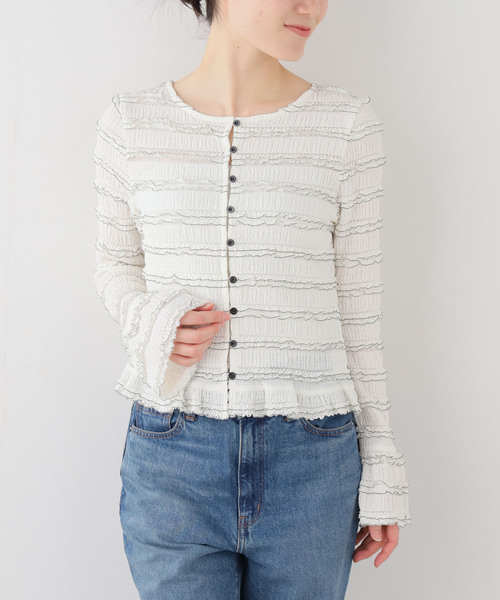 La TOTALITE（ラトータリテ）の「≪追加≫【洗える】Mewl / ミュール ミニフリル2WAYカーデ（ニット/セーター・レディース・ホワイト・FREE）」の17枚目の写真