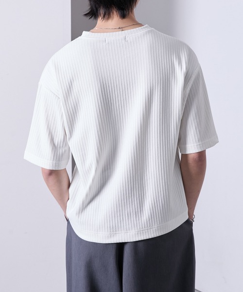 Loose/ルース(ルース)の「キーネック リブショートTシャツ(Tシャツ/カットソー・メンズ・ブラック/チャコールグレー/ワイン/オフホワイト・L/M/S)」の10枚目の写真