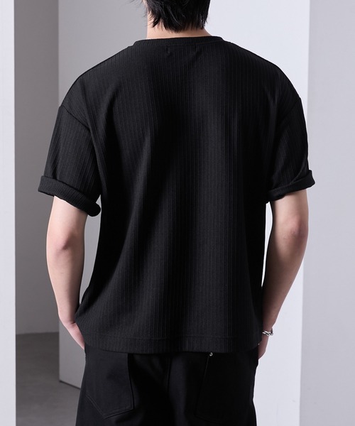 Loose/ルース(ルース)の「キーネック リブショートTシャツ(Tシャツ/カットソー・メンズ・ブラック/チャコールグレー/ワイン/オフホワイト・L/M/S)」の18枚目の写真