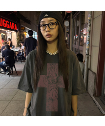 [ユニセックス]エンジェルクロス半袖Tシャツ_チャコール