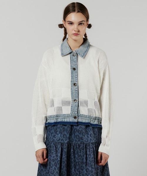 DOUBLE STANDARD CLOTHING(ダブルスタンダードクロージング)の「ドッキングニットカーディガン(カーディガン/ボレロ・レディース・オフホワイト・FREE)」の3枚目の写真