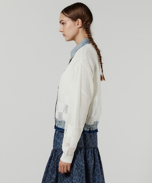 DOUBLE STANDARD CLOTHING(ダブルスタンダードクロージング)の「ドッキングニットカーディガン(カーディガン/ボレロ・レディース・オフホワイト・FREE)」の4枚目の写真
