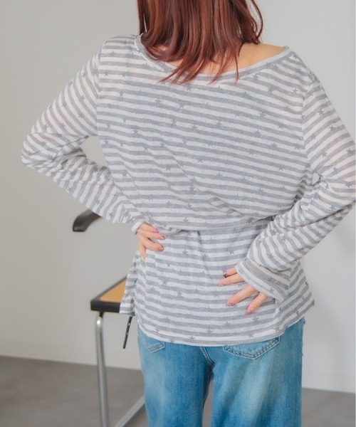 HALEY PESCA(ヘーリーペスカ)の「HALEY PESCA/【星柄×ボーダー】ワンショルダーカットソー ベルト付き(Tシャツ/カットソー・レディース・ブラック/ホワイト/ネイビー・FREE)」の19枚目の写真