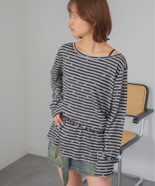 HALEY PESCA(ヘーリーペスカ)の「HALEY PESCA/【星柄×ボーダー】ワンショルダーカットソー ベルト付き(Tシャツ/カットソー・レディース・ブラック/ホワイト/ネイビー・FREE)」の17枚目の写真