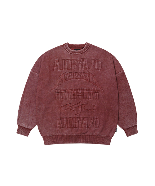 [PBA] Five AJO Logos washed свитер [BURGUNDY]