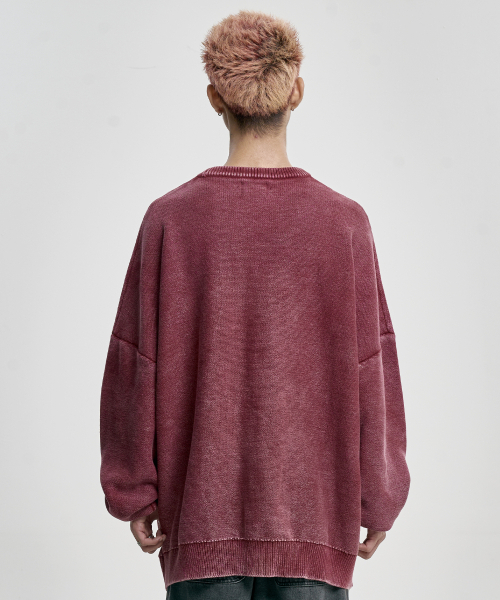 AJOBYAJO（アジョバイアジョ）の「[PBA] Five AJO Logos Washed Sweater [BURGUNDY]（ニット/セーター・メンズ・その他・MEDIUM/LARGE/X-LARGE）」の5枚目の写真