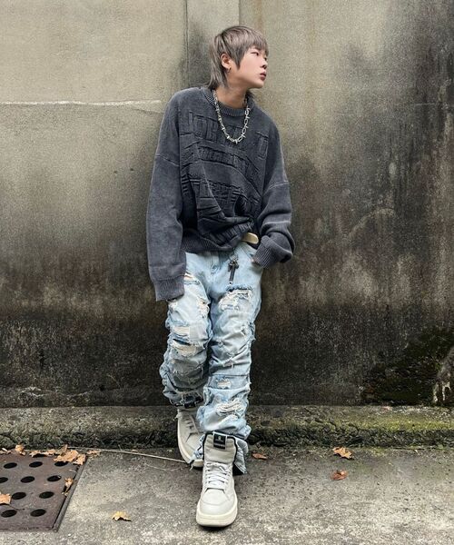AJOBYAJO（アジョバイアジョ）の「[PBA] Five AJO Logos Washed Sweater [BURGUNDY]（ニット/セーター・メンズ・その他・MEDIUM/LARGE/X-LARGE）」の17枚目の写真