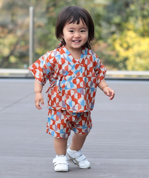 BEAMS mini(ビームスミニ)の「甚平 ベビー 2026SS (70~90cm) キッズ 夏休み 夏祭り(浴衣・キッズ・オレンジ/ブルー・80-90/70-80)」の1枚目の写真