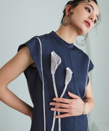 セール】〔Callarus〕Vネック刺繍レースワンピースドレス（ドレス