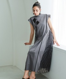 Callarus（カラルス）の「ジャガードフラワーモチーフデザインサイドレースプリーツワンピースドレス〔Callarus〕（ドレス・レディース）」