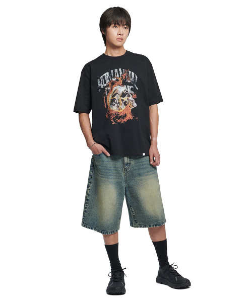 NOMANUAL（NOMANUAL）の「WASHED DENIM HALF PANTS - WASHED BLUE（その他パンツ・レディース・その他・SMALL/MEDIUM/LARGE/X-LARGE）」の4枚目の写真