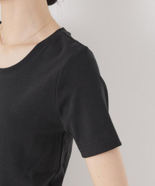 NANO universe(ナノユニバース)の「抗菌防臭コットンフライスカットクルーネックトップス(Tシャツ/カットソー・レディース・ホワイト/ブラック/ベージュ・FREE)」の4枚目の写真