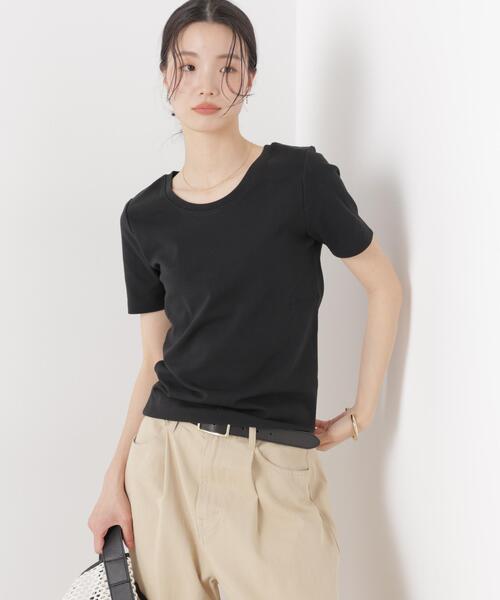 NANO universe(ナノユニバース)の「抗菌防臭コットンフライスカットクルーネックトップス(Tシャツ/カットソー・レディース・ホワイト/ブラック/ベージュ・FREE)」の1枚目の写真