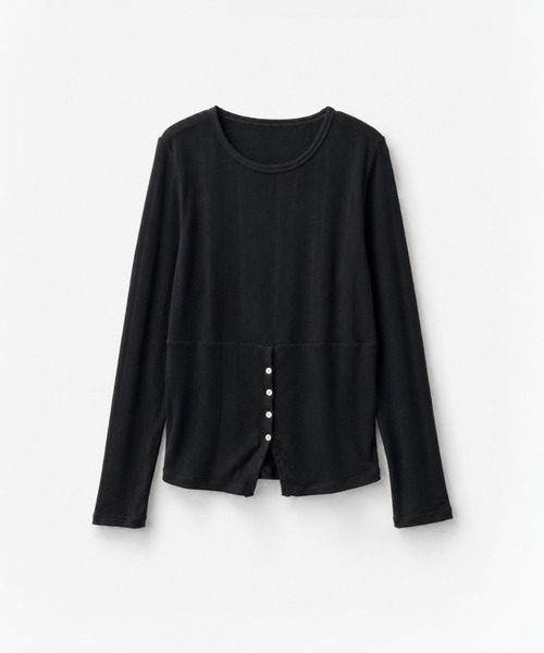 CANAL JEAN(キャナルジーン)の「Miller ライトパネルリブレイヤープルオーバー(Tシャツ/カットソー・レディース・ブラック/オフホワイト・ONE SIZE)」の2枚目の写真