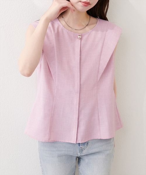 natural couture(ナチュラルクチュール)の「フロントタックペプラムブラウス(シャツ/ブラウス・レディース・ピンク/グレー/ライトベージュ/ネイビー/ミント・FREE)」の14枚目の写真