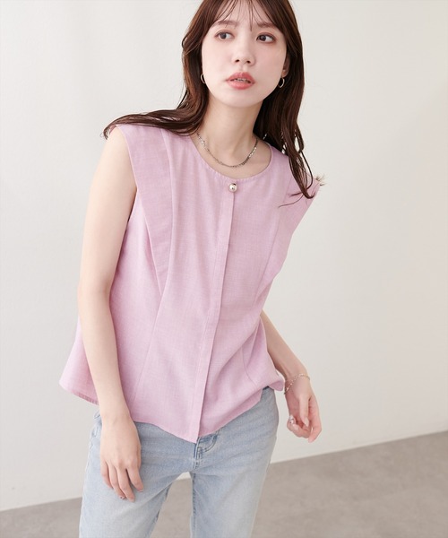 natural couture(ナチュラルクチュール)の「フロントタックペプラムブラウス(シャツ/ブラウス・レディース・ピンク/グレー/ライトベージュ/ネイビー/ミント・FREE)」の16枚目の写真