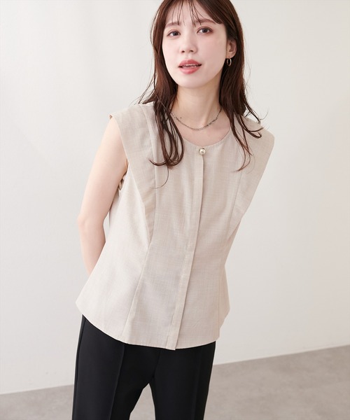 natural couture(ナチュラルクチュール)の「フロントタックペプラムブラウス(シャツ/ブラウス・レディース・ピンク/グレー/ライトベージュ/ネイビー/ミント・FREE)」の19枚目の写真