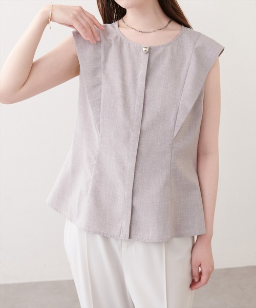 natural couture(ナチュラルクチュール)の「フロントタックペプラムブラウス(シャツ/ブラウス・レディース・ピンク/グレー/ライトベージュ/ネイビー/ミント・FREE)」の22枚目の写真