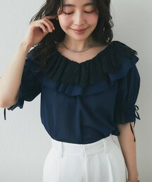 【最強愛され系】リップルレース衿ブラウス