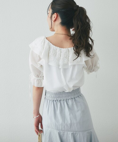 La boutique BonBon(ラブティックボンボン)の「【最強愛され系】リップルレース衿ブラウス(シャツ/ブラウス・レディース・オフホワイト/サックスブルー/ネイビー・FREE)」の7枚目の写真