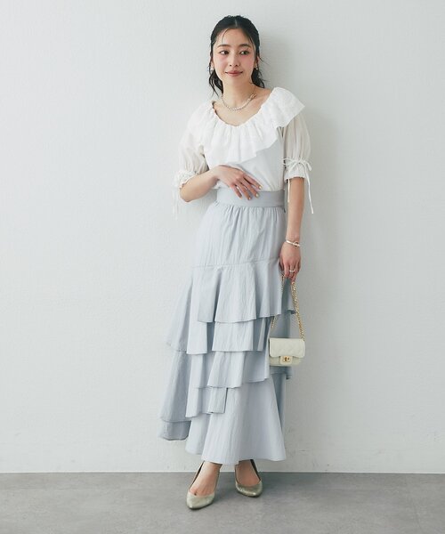 La boutique BonBon(ラブティックボンボン)の「【最強愛され系】リップルレース衿ブラウス(シャツ/ブラウス・レディース・オフホワイト/サックスブルー/ネイビー・FREE)」の8枚目の写真