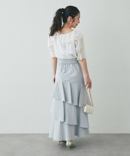 La boutique BonBon(ラブティックボンボン)の「【最強愛され系】リップルレース衿ブラウス(シャツ/ブラウス・レディース・オフホワイト/サックスブルー/ネイビー・FREE)」の10枚目の写真