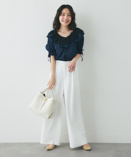 La boutique BonBon(ラブティックボンボン)の「【最強愛され系】リップルレース衿ブラウス(シャツ/ブラウス・レディース・オフホワイト/サックスブルー/ネイビー・FREE)」の15枚目の写真