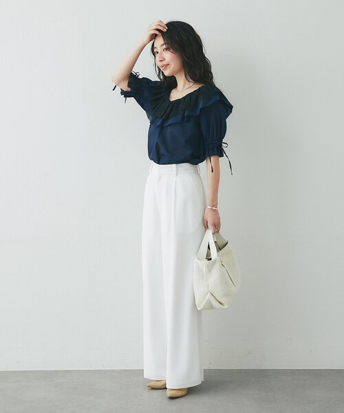 La boutique BonBon(ラブティックボンボン)の「【最強愛され系】リップルレース衿ブラウス(シャツ/ブラウス・レディース・オフホワイト/サックスブルー/ネイビー・FREE)」の16枚目の写真