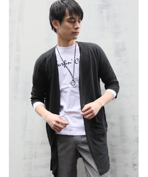 медовая смесь 5‑слойная рубашка Big シルエット Long Cardigan (лонг-кардиган)