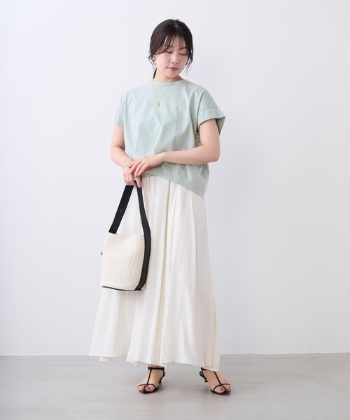 MICA&DEAL（マイカ＆ディール）の「クルーネックワイドスリーブTシャツ（Tシャツ/カットソー・レディース・オフホワイト/チャコールグレー/ミント・FREE）」の14枚目の写真