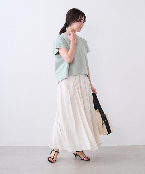 MICA&DEAL（マイカ＆ディール）の「クルーネックワイドスリーブTシャツ（Tシャツ/カットソー・レディース・オフホワイト/チャコールグレー/ミント・FREE）」の16枚目の写真
