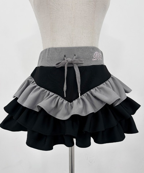 DustDevil（ダストデビル）の「『DustDevil/ダストデビル』Crash skirt/ローウエストフリルスカート（スカート・レディース・ブラック/ホワイト・FREE）」の12枚目の写真