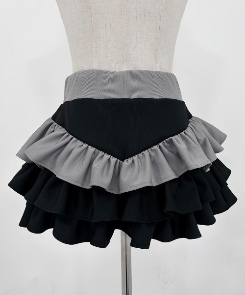 DustDevil（ダストデビル）の「『DustDevil/ダストデビル』Crash skirt/ローウエストフリルスカート（スカート・レディース・ブラック/ホワイト・FREE）」の14枚目の写真