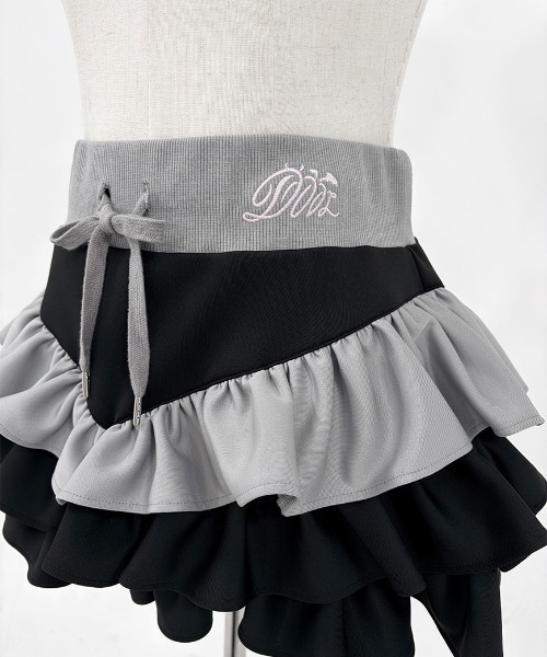 DustDevil（ダストデビル）の「『DustDevil/ダストデビル』Crash skirt/ローウエストフリルスカート（スカート・レディース・ブラック/ホワイト・FREE）」の13枚目の写真
