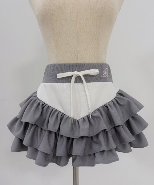 DustDevil（ダストデビル）の「『DustDevil/ダストデビル』Crash skirt/ローウエストフリルスカート（スカート・レディース・ブラック/ホワイト・FREE）」の15枚目の写真