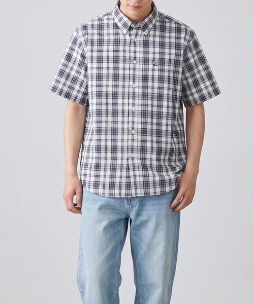 TETE(テット)の「【TETE SELECTION】サッカーシャツ【清潔感・大人定番】チェック&ストライプボタンダウン半袖シャツ/4色展開|ブラック ブルー パープル レッド 胸ポケット付き メンズ 通勤 カジュアル 夏シャツ(シャツ/ブラウス・メンズ・パープル/ブルー/ブラック/レッド・X-LARGE/LARGE/MEDIUM)」の9枚目の写真