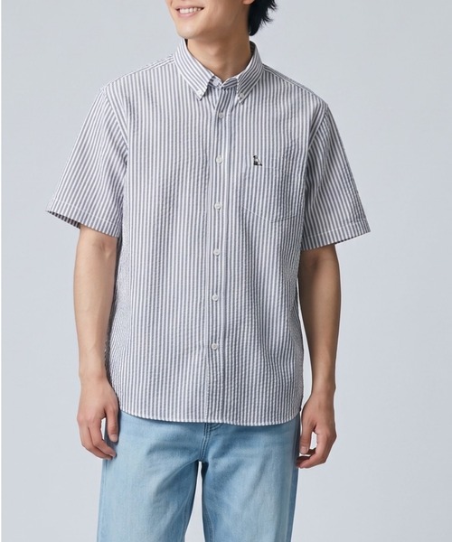 TETE(テット)の「【TETE SELECTION】サッカーシャツ【清潔感・大人定番】チェック&ストライプボタンダウン半袖シャツ/4色展開|ブラック ブルー パープル レッド 胸ポケット付き メンズ 通勤 カジュアル 夏シャツ(シャツ/ブラウス・メンズ・パープル/ブルー/ブラック/レッド・X-LARGE/LARGE/MEDIUM)」の11枚目の写真