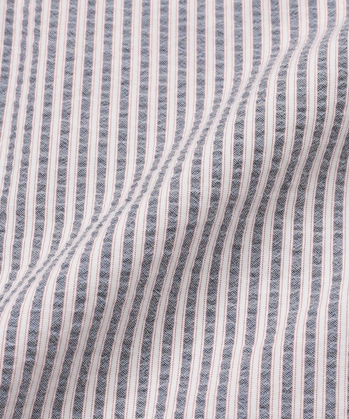 TETE(テット)の「【TETE SELECTION】サッカーシャツ【清潔感・大人定番】チェック&ストライプボタンダウン半袖シャツ/4色展開|ブラック ブルー パープル レッド 胸ポケット付き メンズ 通勤 カジュアル 夏シャツ(シャツ/ブラウス・メンズ・パープル/ブルー/ブラック/レッド・X-LARGE/LARGE/MEDIUM)」の17枚目の写真