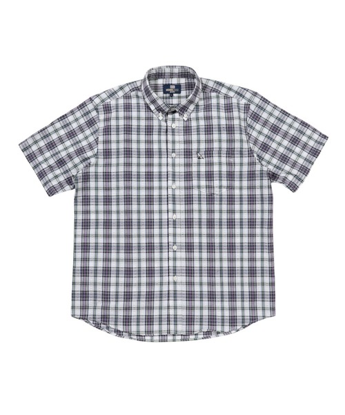 TETE(テット)の「【TETE SELECTION】サッカーシャツ【清潔感・大人定番】チェック&ストライプボタンダウン半袖シャツ/4色展開|ブラック ブルー パープル レッド 胸ポケット付き メンズ 通勤 カジュアル 夏シャツ(シャツ/ブラウス・メンズ・パープル/ブルー/ブラック/レッド・X-LARGE/LARGE/MEDIUM)」の10枚目の写真