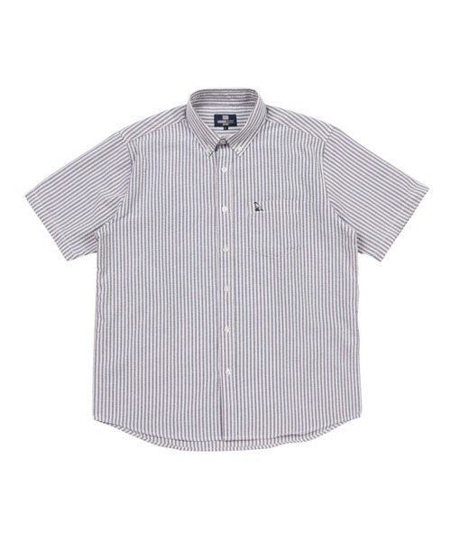 TETE(テット)の「【TETE SELECTION】サッカーシャツ【清潔感・大人定番】チェック&ストライプボタンダウン半袖シャツ/4色展開|ブラック ブルー パープル レッド 胸ポケット付き メンズ 通勤 カジュアル 夏シャツ(シャツ/ブラウス・メンズ・パープル/ブルー/ブラック/レッド・X-LARGE/LARGE/MEDIUM)」の12枚目の写真