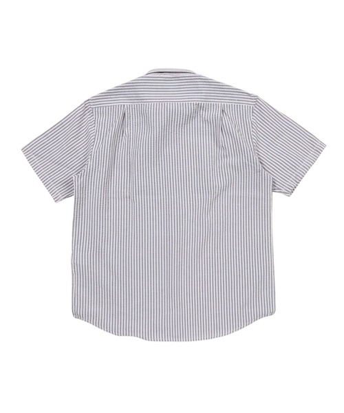 TETE(テット)の「【TETE SELECTION】サッカーシャツ【清潔感・大人定番】チェック&ストライプボタンダウン半袖シャツ/4色展開|ブラック ブルー パープル レッド 胸ポケット付き メンズ 通勤 カジュアル 夏シャツ(シャツ/ブラウス・メンズ・パープル/ブルー/ブラック/レッド・X-LARGE/LARGE/MEDIUM)」の13枚目の写真