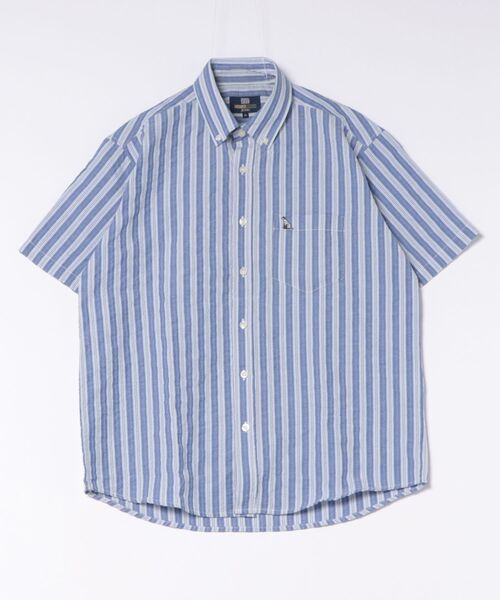 TETE(テット)の「【TETE SELECTION】サッカーシャツ【清潔感・大人定番】チェック&ストライプボタンダウン半袖シャツ/4色展開|ブラック ブルー パープル レッド 胸ポケット付き メンズ 通勤 カジュアル 夏シャツ(シャツ/ブラウス・メンズ・パープル/ブルー/ブラック/レッド・X-LARGE/LARGE/MEDIUM)」の19枚目の写真