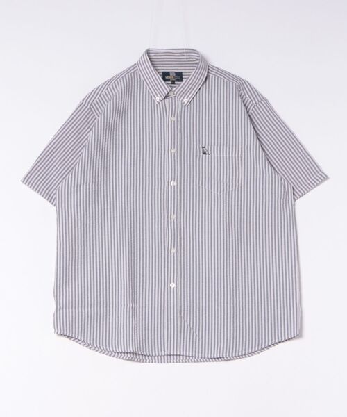 TETE(テット)の「【TETE SELECTION】サッカーシャツ【清潔感・大人定番】チェック&ストライプボタンダウン半袖シャツ/4色展開|ブラック ブルー パープル レッド 胸ポケット付き メンズ 通勤 カジュアル 夏シャツ(シャツ/ブラウス・メンズ・パープル/ブルー/ブラック/レッド・X-LARGE/LARGE/MEDIUM)」の21枚目の写真