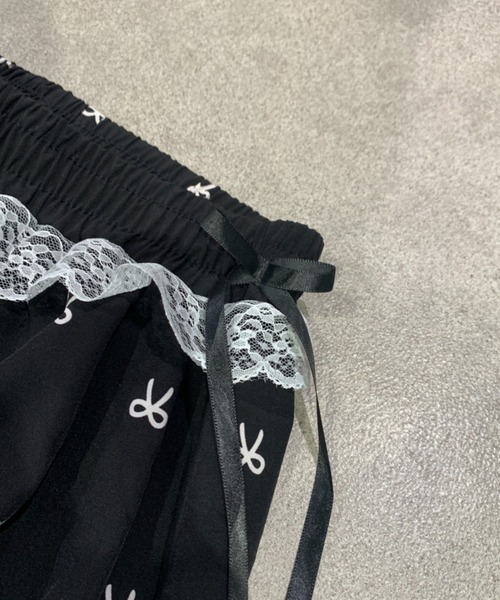 SHEPP(シープ)の「リボン柄 ウエストレース ワイドイージーパンツ(その他パンツ・レディース・ブラック/アイボリー・M/S)」の17枚目の写真