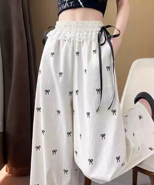 SHEPP(シープ)の「リボン柄 ウエストレース ワイドイージーパンツ(その他パンツ・レディース・ブラック/アイボリー・M/S)」の20枚目の写真