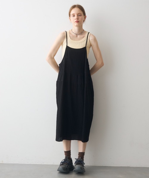 Crisp(クリスプ)の「simply natural cami onepiece / シンプリーナチュラルキャミワンピース(ワンピース・レディース・アイボリー/ブラック・FREE)」の2枚目の写真