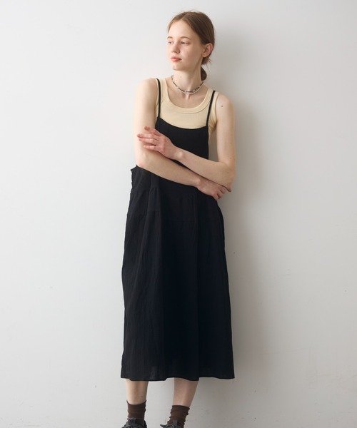 Crisp(クリスプ)の「simply natural cami onepiece / シンプリーナチュラルキャミワンピース(ワンピース・レディース・アイボリー/ブラック・FREE)」の3枚目の写真